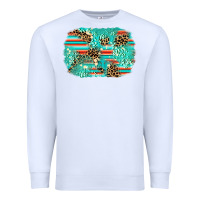 White leopard turquoise glitter background Premium Sweatshirt - AdoDesignShop