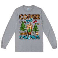 Heather Grey Coffee And Camping Frappe Long Sleeve Tee - FaDigitalArtStudio