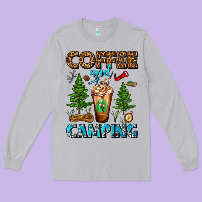 Coffee And Camping Frappe Long Sleeve Tee Designed By Fadigitalartstudio