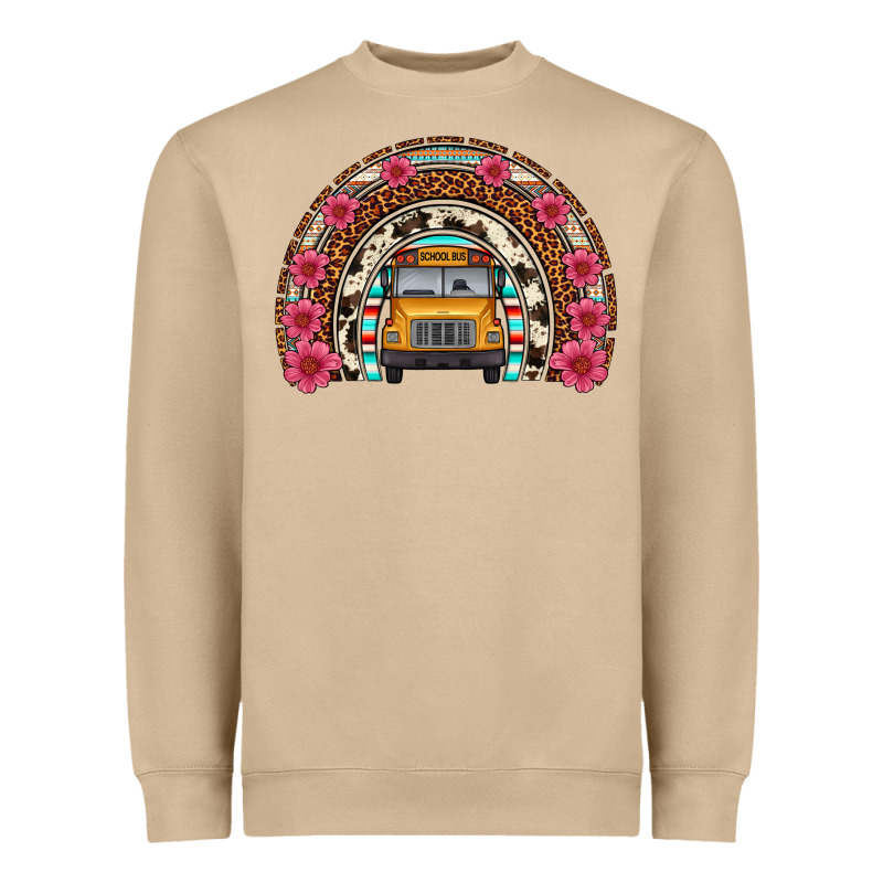 School Bus Leopard Cowhide Rainbow Heavyweight Sweatshirt by Artiststas | Teevron