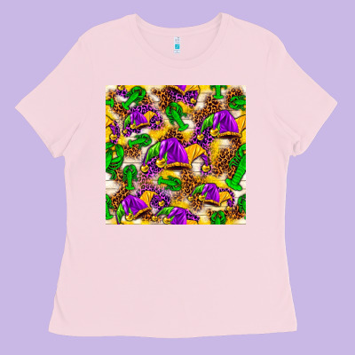 Mardi Gras Jester Had And Crawfish With Leopard Pa Ladies Tee Designed By Howdyjamesfarm