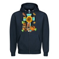 Navy western thankful cross pumpkin Zipper Hoodie - BarkalooDesign