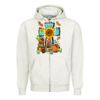 Oatmeal Heather western thankful cross pumpkin Zipper Hoodie - BarkalooDesign