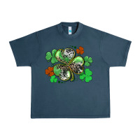 Midnight Navy St. Patrick's Day shamrock leopard and cowhide Urban Heavy Tee - CowGirlArtShop
