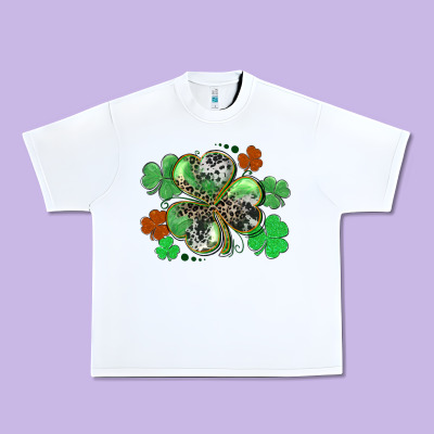 St. Patrick's Day Shamrock Leopard And Cowhide Urban Heavy Tee Designed By Cowgirlartshop