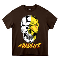 Chocolate Brown Dad life Sugar Skull for Soccer Softball Halloween Costume Heavy Core Tee - maiPhamDesign
