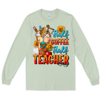 Matcha Half Coffee Half Teacher Long Sleeve Tee - FaDigitalArtStudio