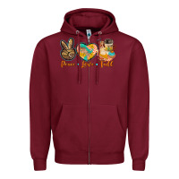 Burgundy peace love fall Zipper Hoodie - BarkalooDesign