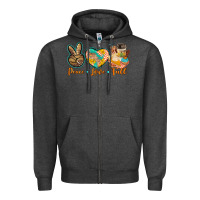 Charcoal Heather peace love fall Zipper Hoodie - BarkalooDesign