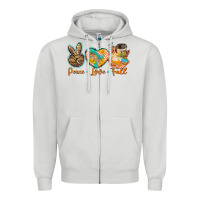 Dove Grey peace love fall Zipper Hoodie - BarkalooDesign