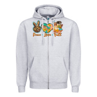 Heather Grey peace love fall Zipper Hoodie - BarkalooDesign