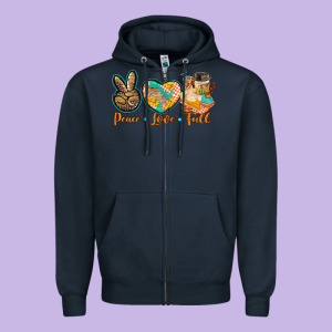 Peace Love Fall Zipper Hoodie Designed By Barkaloodesign