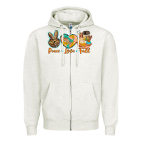 Oatmeal Heather peace love fall Zipper Hoodie - BarkalooDesign