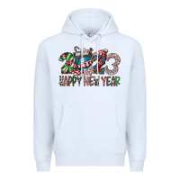 White 2023 Happy New Year Premium Hoodie - CowhideDigitalArt