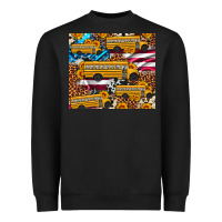 Black school bus American flag sunflower cowhide leopard Heavyweight Sweatshirt - Artiststas