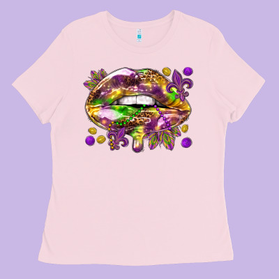 Mardi Gras Lips Ladies Tee Designed By Howdyjamesfarm