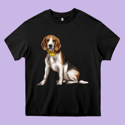 Beagle With Overflow Heavy Core Tee Designed By Texasbilliewilder