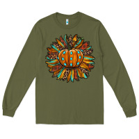 Army Green pumpkin sunflower Long Sleeve Tee - RanaPortraitStore