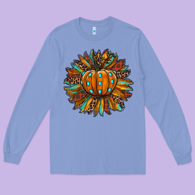 Pumpkin Sunflower Long Sleeve Tee Designed By Ranaportraitstore