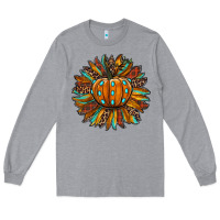 Heather Grey pumpkin sunflower Long Sleeve Tee - RanaPortraitStore
