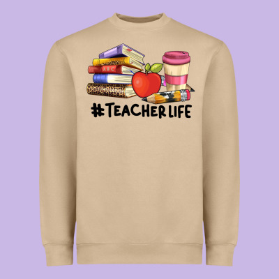 Teacher Life With Books  Pen And Coffee Heavyweight Sweatshirt Designed By Artiststas
