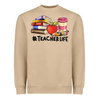 Mushroom teacher life with books  pen and coffee Heavyweight Sweatshirt - Artiststas