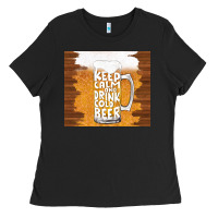 Black keep calm and drink cold beer Ladies Tee - TumblerDesignByShophia