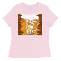 Bubblegum Pink keep calm and drink cold beer Ladies Tee - TumblerDesignByShophia