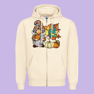 It's Fall Y'all Gnome Zipper Hoodie Designed By Barkaloodesign