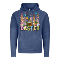 Vintage Denim Happy Easter bunnys Vintage Hoodie - OliviaCreatesArt