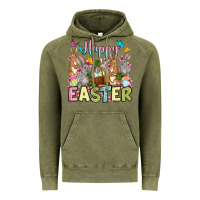 Vintage Olive Happy Easter bunnys Vintage Hoodie - OliviaCreatesArt