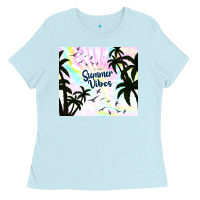 Baby Blue summer vibes with birds Ladies Tee - TumblerDesignByShophia