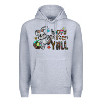 Heather Grey Happy Easter Y'all Premium Hoodie - CowhideDigitalArt