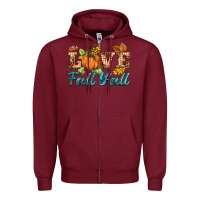 Burgundy love fall y'all Zipper Hoodie - BarkalooDesign