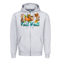 Heather Grey love fall y'all Zipper Hoodie - BarkalooDesign