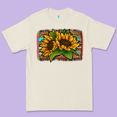 Sunflower Serape Leopard Background Premium Tee Designed By Jasminsmagicworld