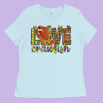 Mardi Gras Love Crawfish Ladies Tee Designed By Howdyjamesfarm