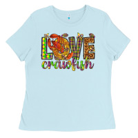 Baby Blue Mardi Gras love Crawfish Ladies Tee - HowdyJamesFarm
