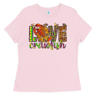 Bubblegum Pink Mardi Gras love Crawfish Ladies Tee - HowdyJamesFarm