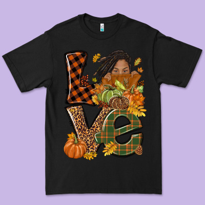 Love Fall With Afro Woman Premium Tee Designed By Nancycooperartshop