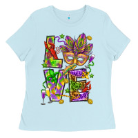 Baby Blue Mardi Gras love Ladies Tee - HowdyJamesFarm