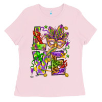 Bubblegum Pink Mardi Gras love Ladies Tee - HowdyJamesFarm