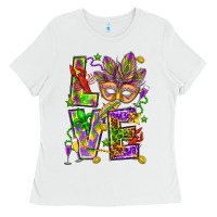 White Mardi Gras love Ladies Tee - HowdyJamesFarm