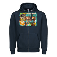 Navy pumpkin spice junkie Zipper Hoodie - BarkalooDesign
