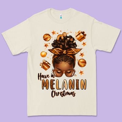 Have A Melanin Christmas Afro Messy Bun Premium Tee Designed By Texasbilliewilder