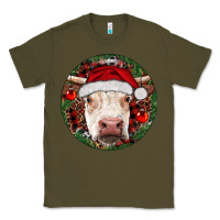 Army Green Hereford Cow Christmas Classic Tee - RanaPortraitStore