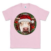 Bubblegum Pink Hereford Cow Christmas Classic Tee - RanaPortraitStore