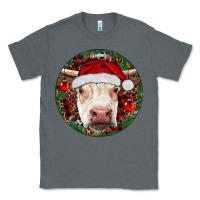 Charcoal Heather Hereford Cow Christmas Classic Tee - RanaPortraitStore