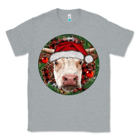 Heather Grey Hereford Cow Christmas Classic Tee - RanaPortraitStore