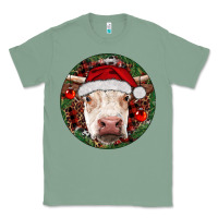 Sage Hereford Cow Christmas Classic Tee - RanaPortraitStore